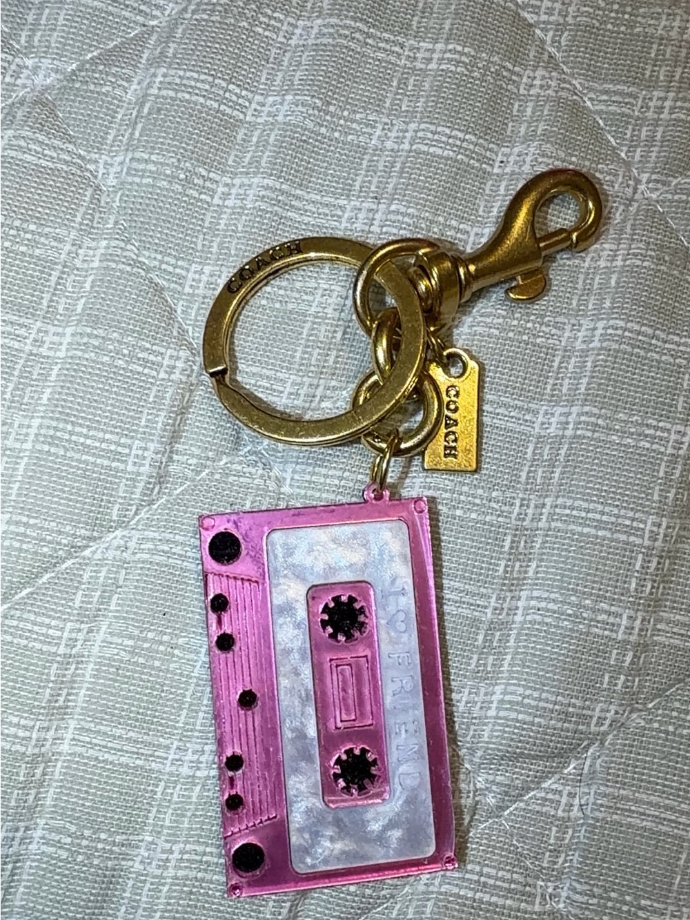 Coach Pink and Gold Cassette Charm Keyring